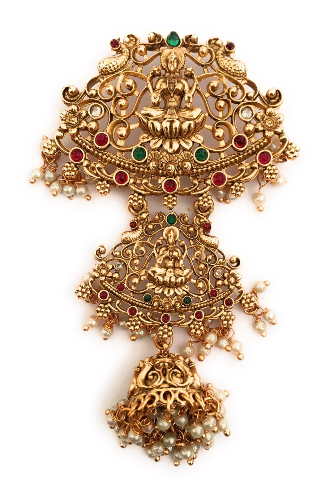 antique gold color finish jada billa for women and girls(pack of 1) with colourful stones wedding party fancy hair clips bun pins juda clips center clips for children (B0DG96VL6G) Amazon Price History, Amazon Price Tracker