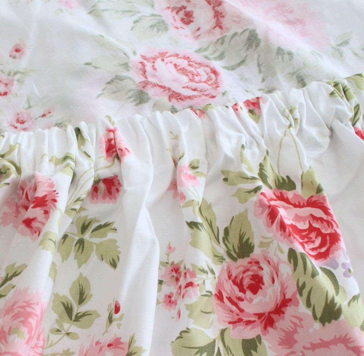 FADFAY Rose Floral Comforter Set Queen Shabby Floral Summer Quilt 100% Cotton Fabric with Bed Sheet Bedding Lightweight Reversible All Season Down Alternative Duvet Insert 7Pcs, Queen
