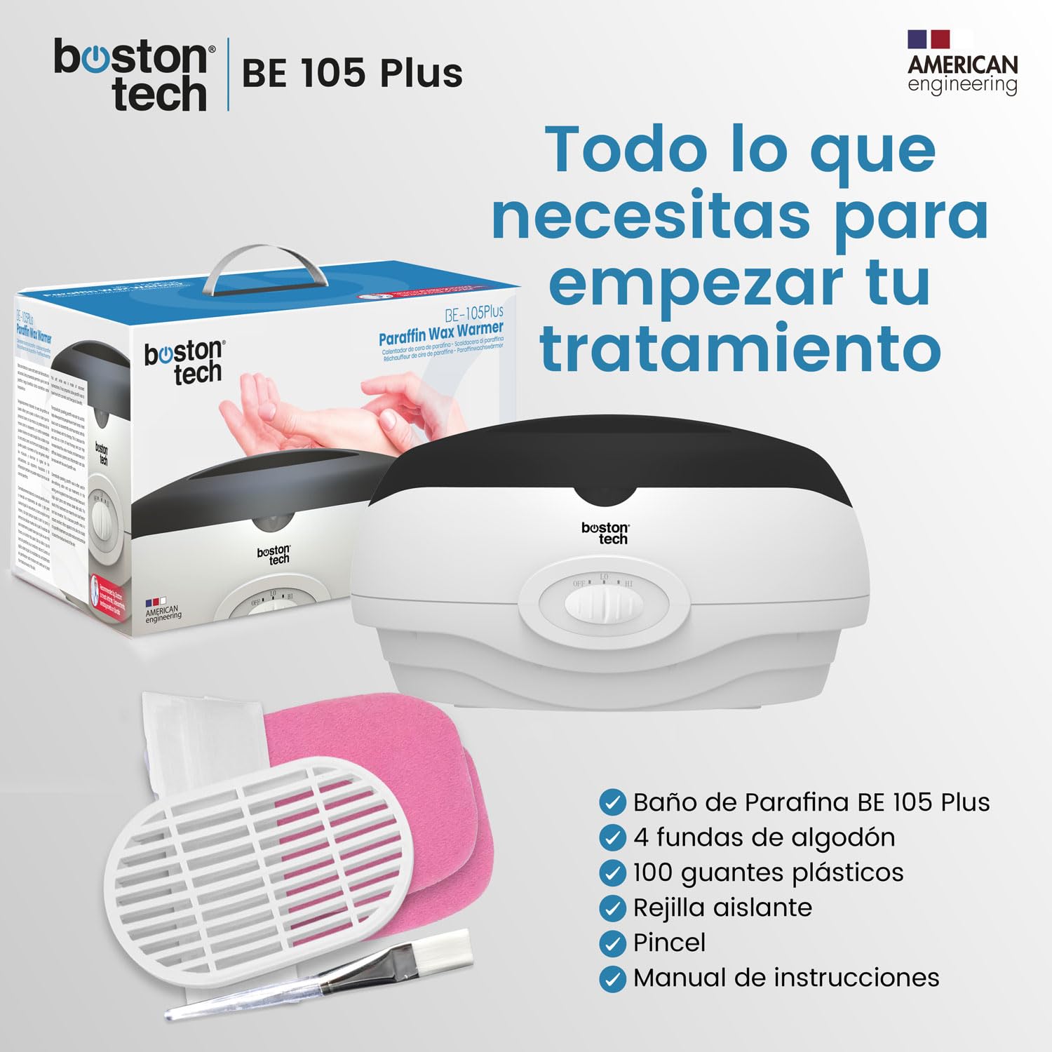 Boston Tech® Baño de Parafina para Manos Maquina parafina que Alivia el Dolor Muscular y Artrosis Capacidad 3L Hidrata y Revitaliza tu Piel Incluye accesorios Premium para uso personal y profesional