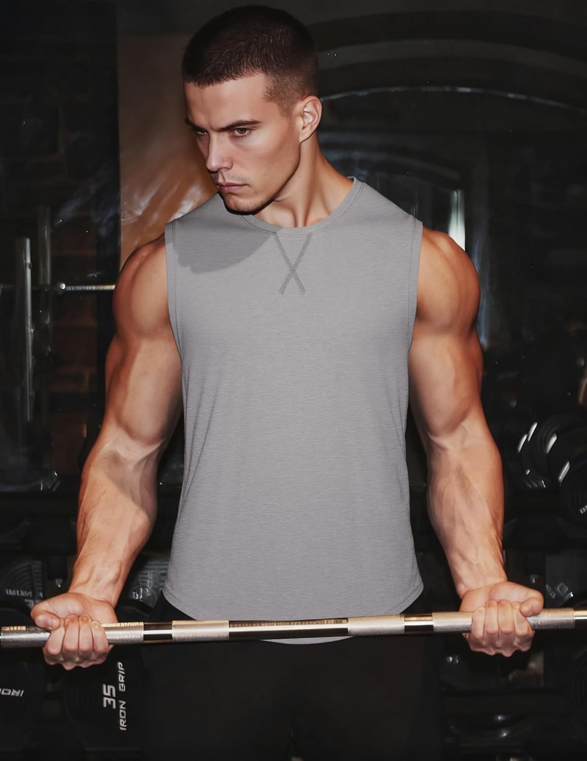 JMIERR Mens 3 Pack Cotton Tank Top Hipster Hip Hop Longline Crewneck Sleeveless Shirts - Image 5