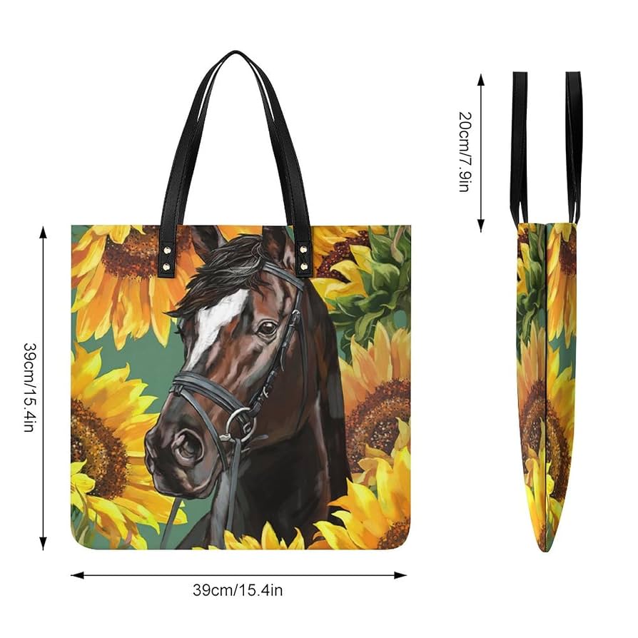 Amazon.co.jp: ひまわり 馬柄 トートバッグ レディース