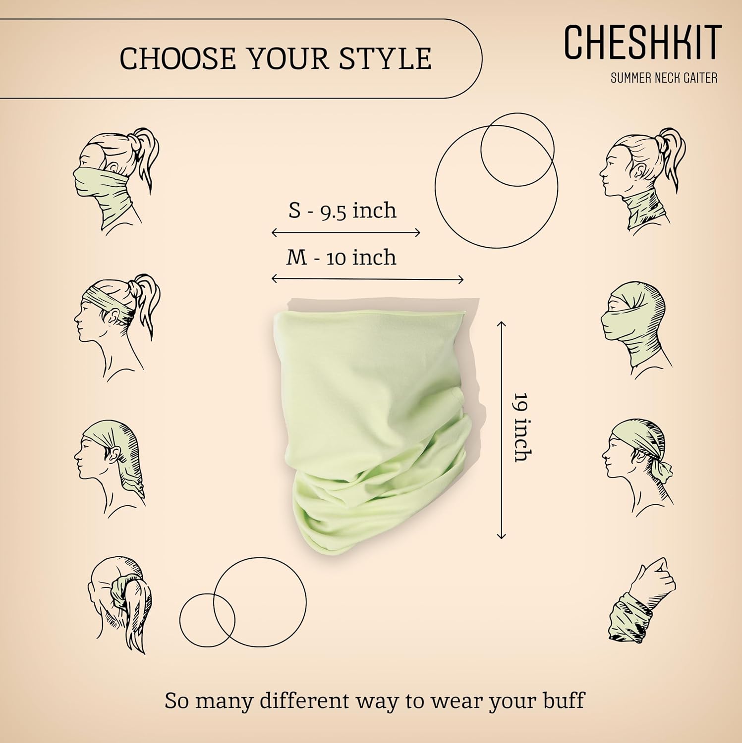 Organic Cotton Breathable Summer Neck Gaiter for Men and Women, Sun Dust Protection - Face Scarf for Outdoor Activities (Lime Green, Small, 2 Pack) - Image 3