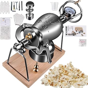 Popcorn Pressure Cooker, Popcorn Maker Machine, Chinese Popcorn Cannon, with Precision Pressure Gauge and Base, for Home Party360ml