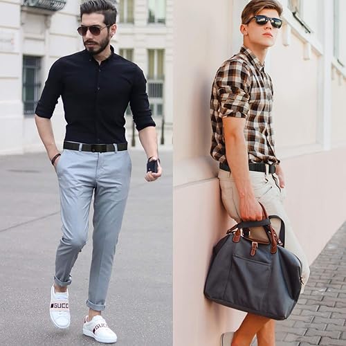 Vista 3 de WONDAY Paquete de 2 cinturones de trinquete para hombre, cinturones de nailon con hebilla de liberación rápida para golf, trabajo, uso táctico casual