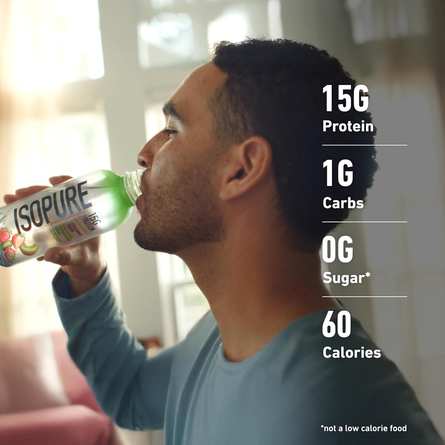 Isopure Clear Protein Water with Electrolytes, 15g Whey Protein Isolate, Zero Sugar, Strawberry Kiwi, 20 fl oz, 12-Pack