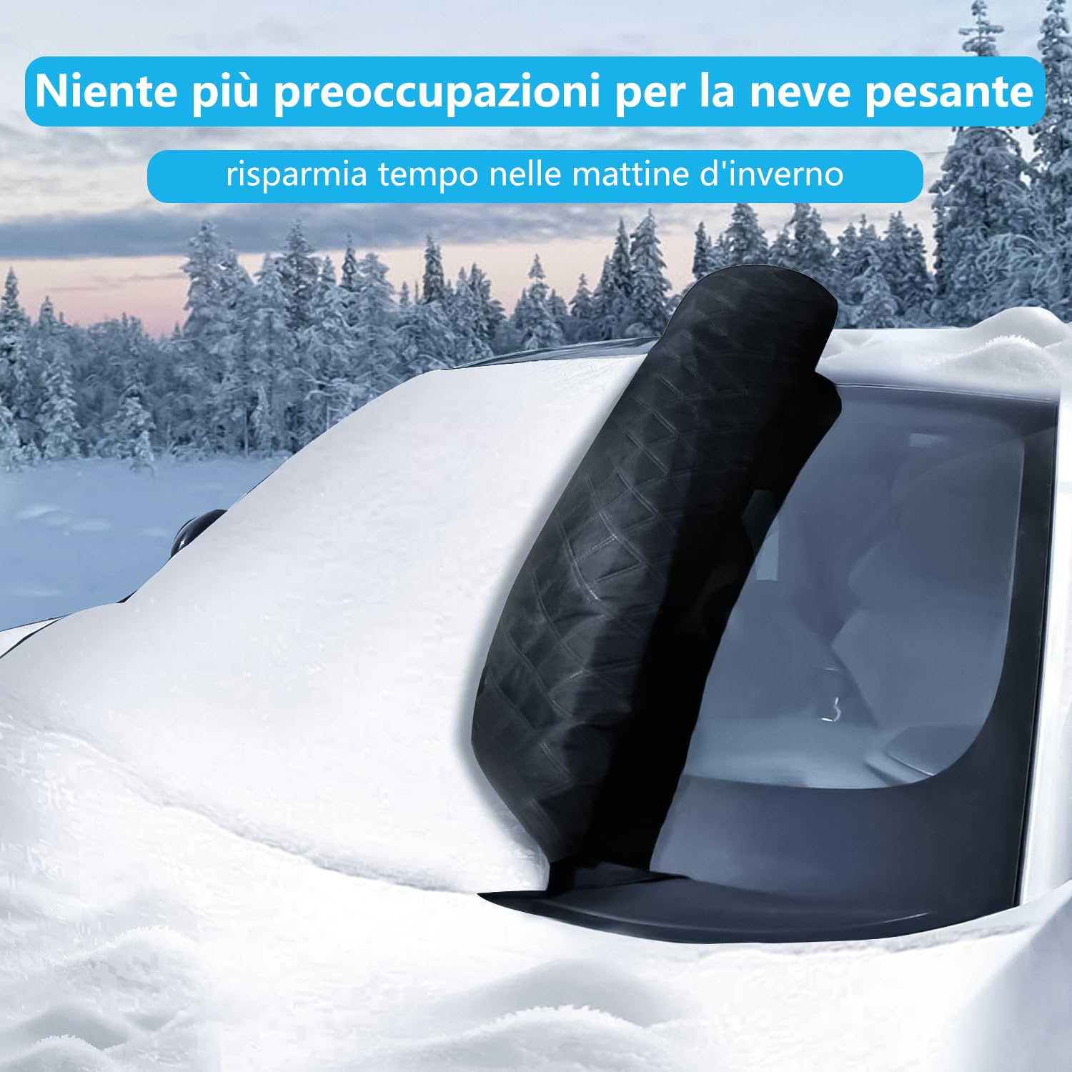 Copri Parabrezza Auto Ghiaccio 193x157x126 cm, 5 Magneti, Copertura Parabrezza Auto Pieghevole Contro Neve, Ghiaccio, Brina, Polvere, Sole con Sacchetto di Stoccaggio