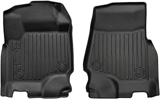 Front Floor Mats for Ford Super Duty F-250/F-350/F-450 2017-2025 2026– SuperCrew & SuperCab Only, Bucket Seats Only, Factory Carpet Flooring Only, TPE All Weather Floor Liners Accessories