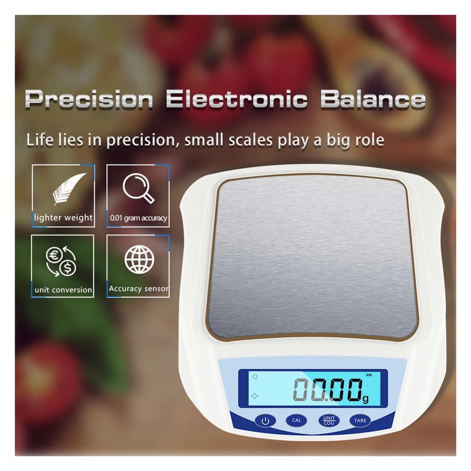 Balanza digital, Báscula eléctrica portátil de alta precisión, balanza eléctrica LCD Digital for alimentos, joyería dorada, herramientas de pesaje de té, 1000g/0,01g