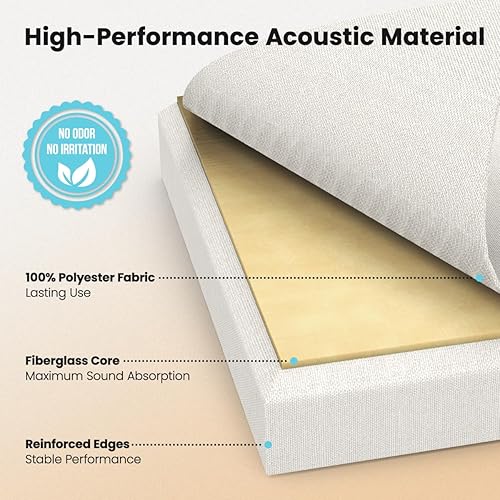 Miniatura 3 de Paneles de pared acústicos de tela de 24 x 12 x 1.6 pulgadas, paquete de 4 paneles autoadhesivos de absorción de sonido para oficina, cine en casa,
