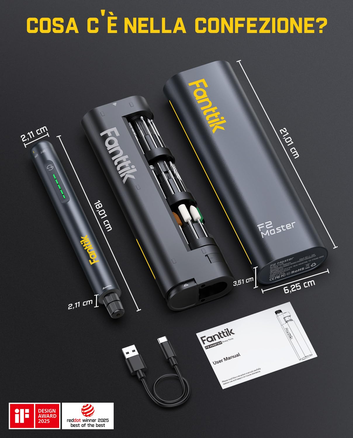 Fanttik F2 Master di Mini Trapano Elettrico, Motore NeoPulse 25000 Giri/Min, 5 Velocità, 35 Accessori, Penna per Incisione, per Levigatura, Lucidatura, Foratura, Stampa 3D e Fai da Te