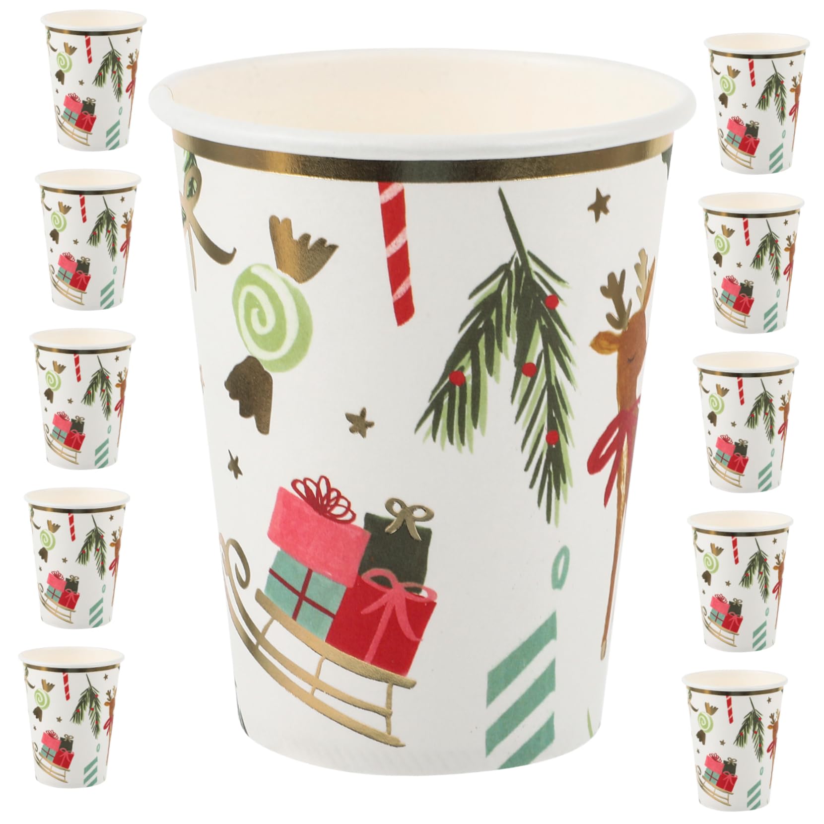 Healvian 50stücke Weihnachts-papierbecher Pappbecher Mit Festlichem Design Für Getränke Eiscreme Und Snacks Für Weihnachtsfeiern Und Kindergeburtstage