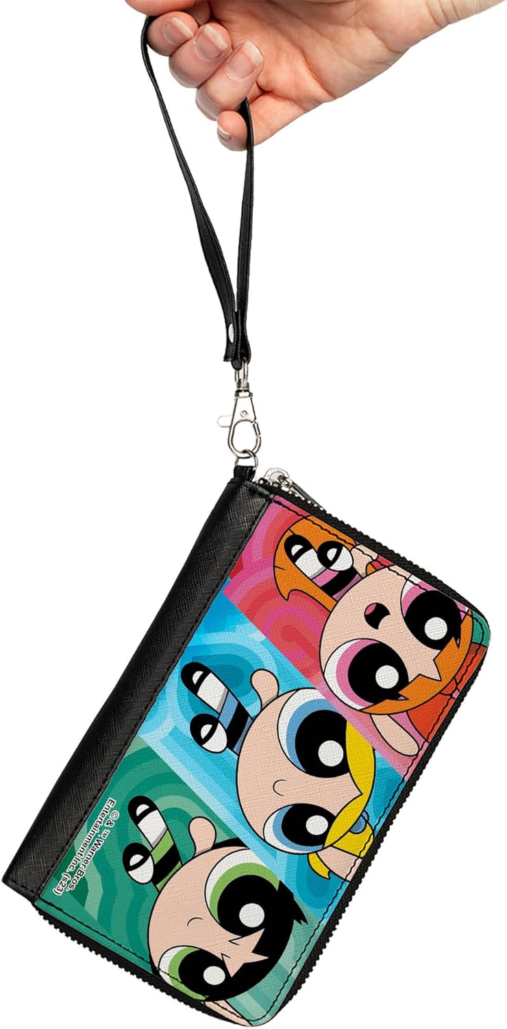 Buckle-Down Warner Bros. Animation Wallet, Zip Around, The Powerpuff Girls Action Pose Blocks Multi Color, Vegan Leather - Image 2