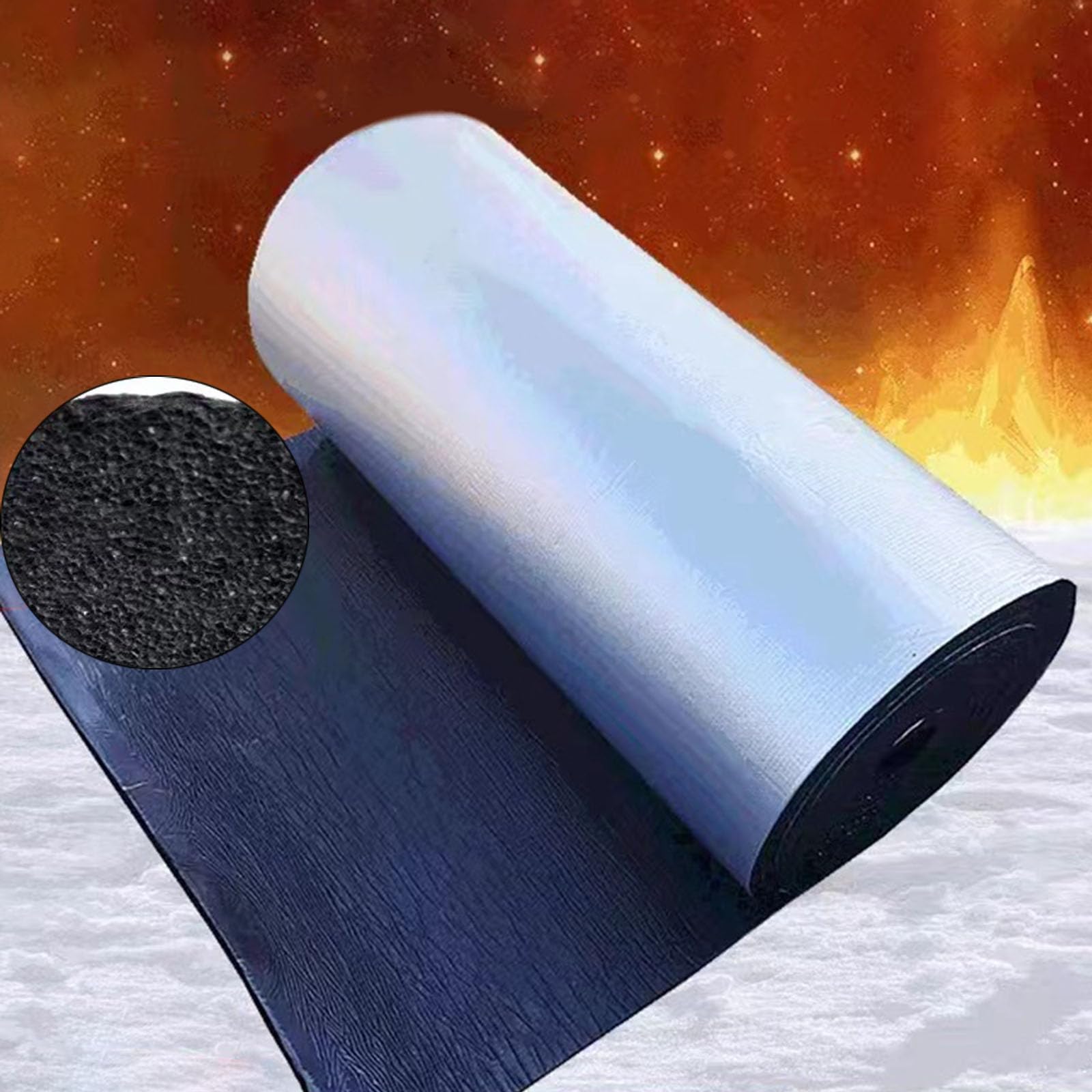 F Fityle Isolant Thermique Auto-Adhésif, Tapis d'Isolation Phonique et Thermique, Auto Tapis d'Isolation Acoustique Feuille Caoutchouc Aluminium, Imperméable, Compatible Voitures/Camions, 5mm