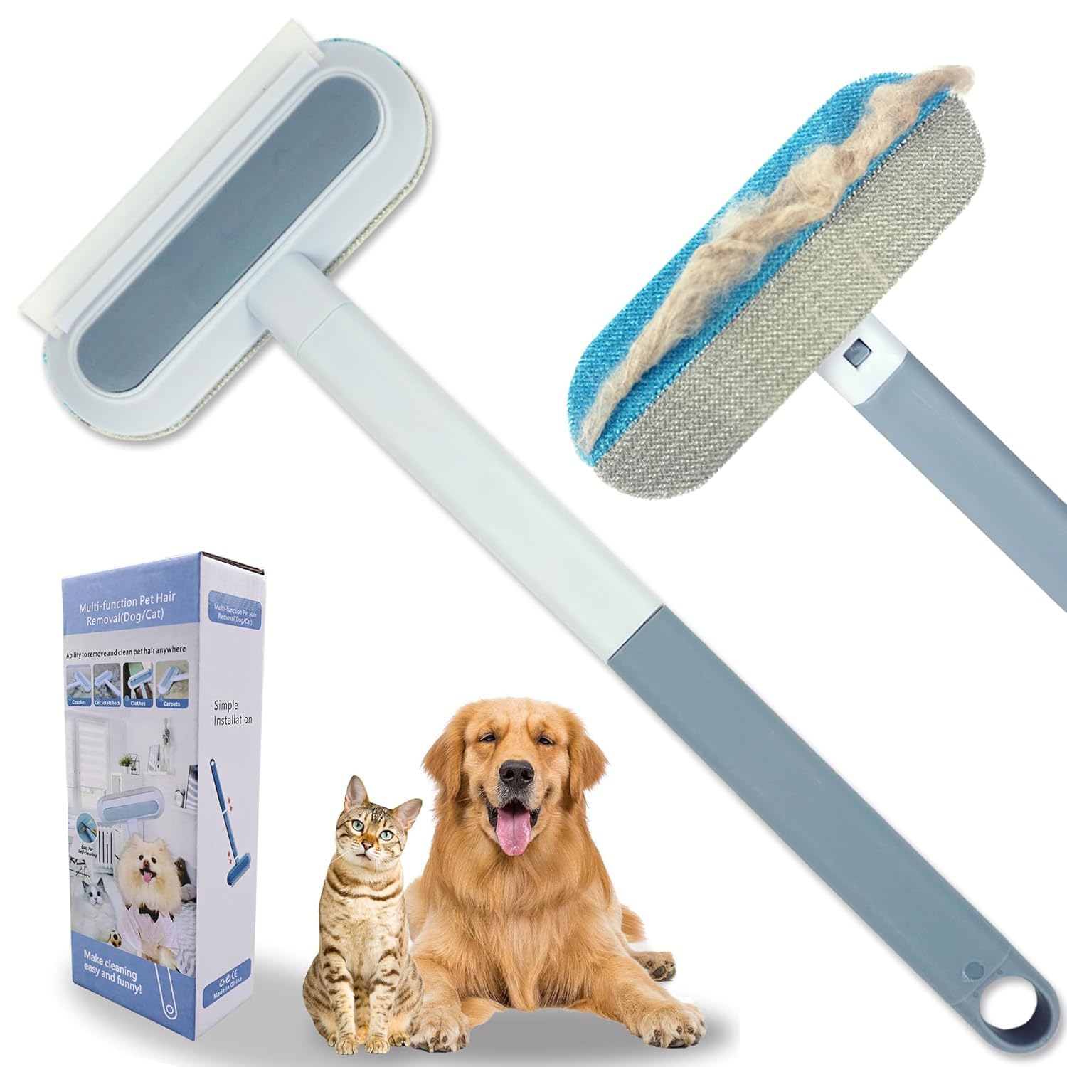 Dumleto 4-in-1 Multifunctional Pet Hair Removal Broom – Reusable & Washable Cleaning Brush for Couch, Carpet, Furniture, Windows, Tiles, and More – Includes Small & Large Stamps – 1 Piece-image-5