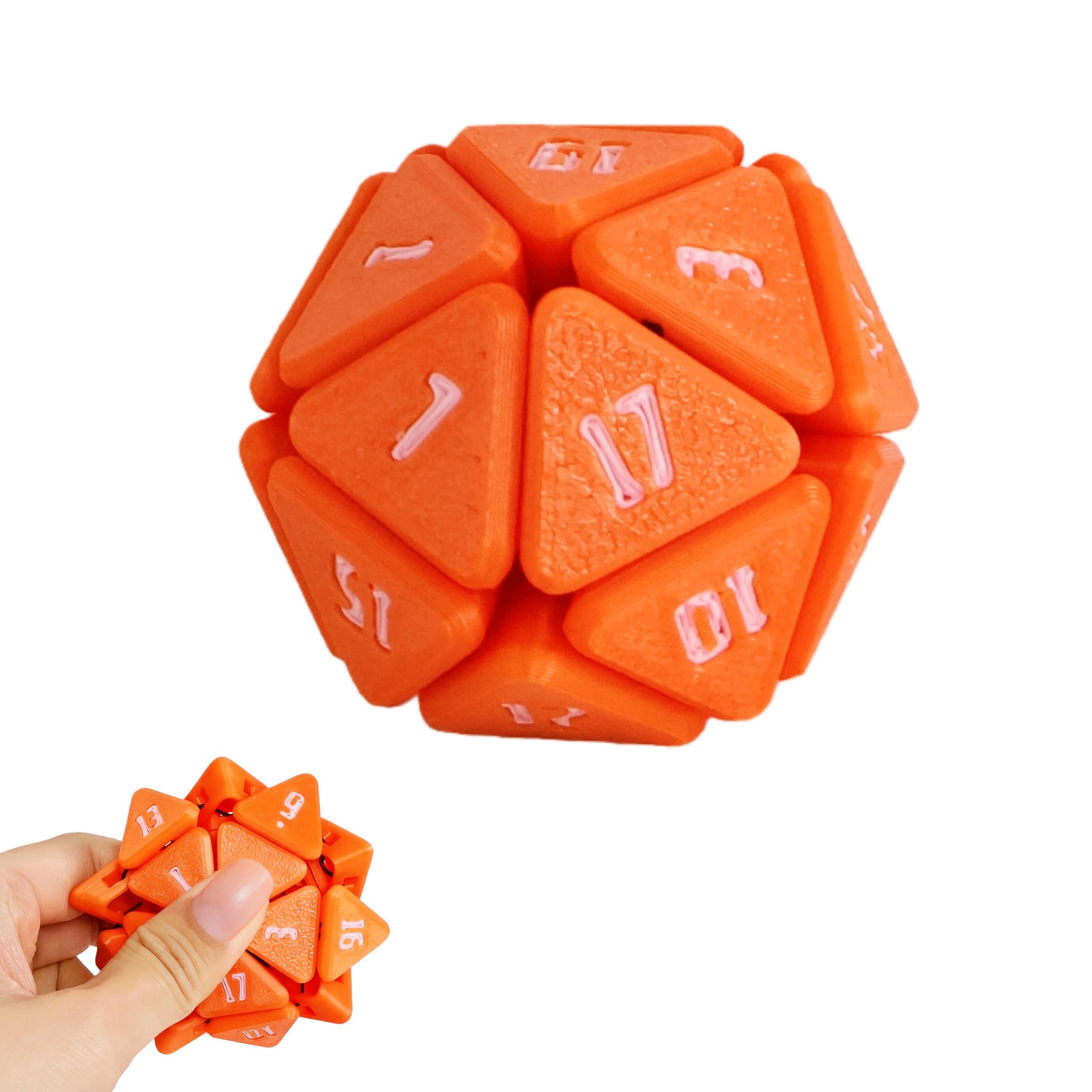 3D Printed Squishy D20 Fidget - Stress Relief Cube for Anxiety & Focus, Satisfying Clicking Sensory Toy for Adults, Perfect for Desk Fidgeting, Gift Idea (Rose Gold, 1pcs)