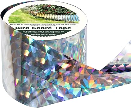 OFFO 100M x 4,8CM Cinta Reflectante de Ahuyentador de Pajaros - Cinta Espantapajaros Exterior - Espanta Palomas - Ahuyentador Palomas para Balcon, Jardines y Tejados