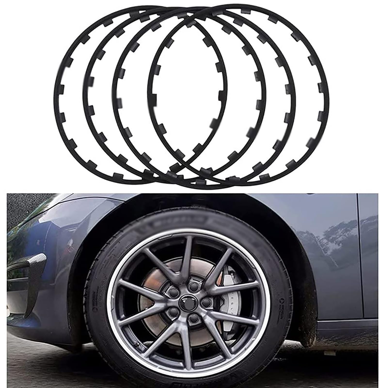 Bague De Protection pour Jantes en Alliage 16-21",Protecteurs De Jantes,Anti Collision Anti Rayures Kit Garnitures RéAméNagement Voiture,Garniture Protection Jantes Automobiles