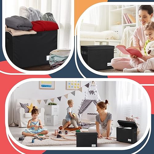 Miniatura 4 de Lincia Paquete de 8 cajas de almacenamiento de cómics, 15.4 x 7.5 x 11.4 pulgadas, organizador plegable con asas, contenedor corto apilable para