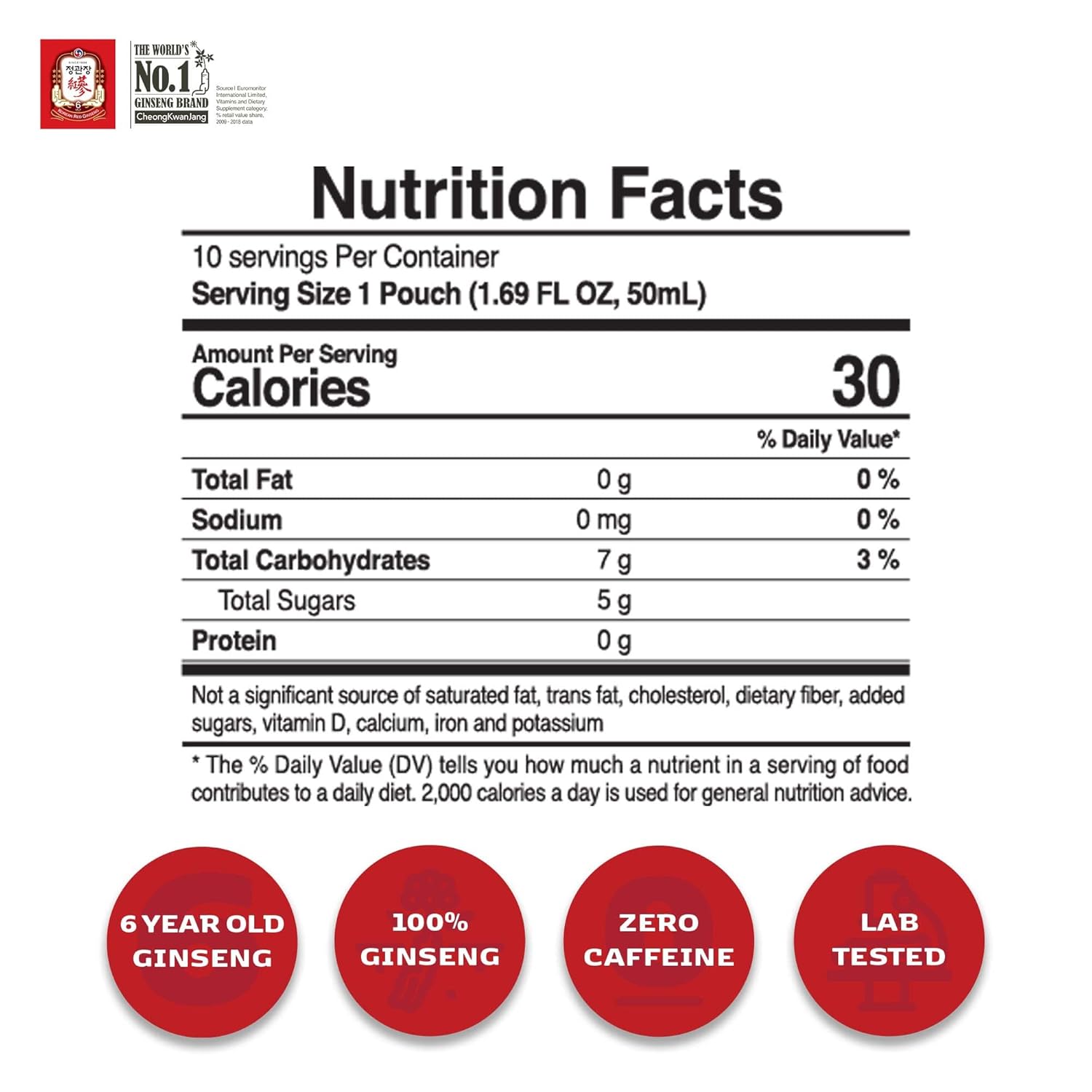 CheongKwanJang Korean Red Ginseng Drink with Ginger Extract, Goji Berry, Cinnamon, Asian Herbal Tea Pre Workout Energy Booster Drinks Hong Sam Won Increase Productivity, Circulation - 60 Pouches