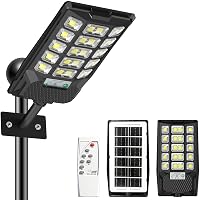 CREATESTAR Lampione Solare Led Esterno 500W, IP66 Impermeabile Faretto Stradale 6500K