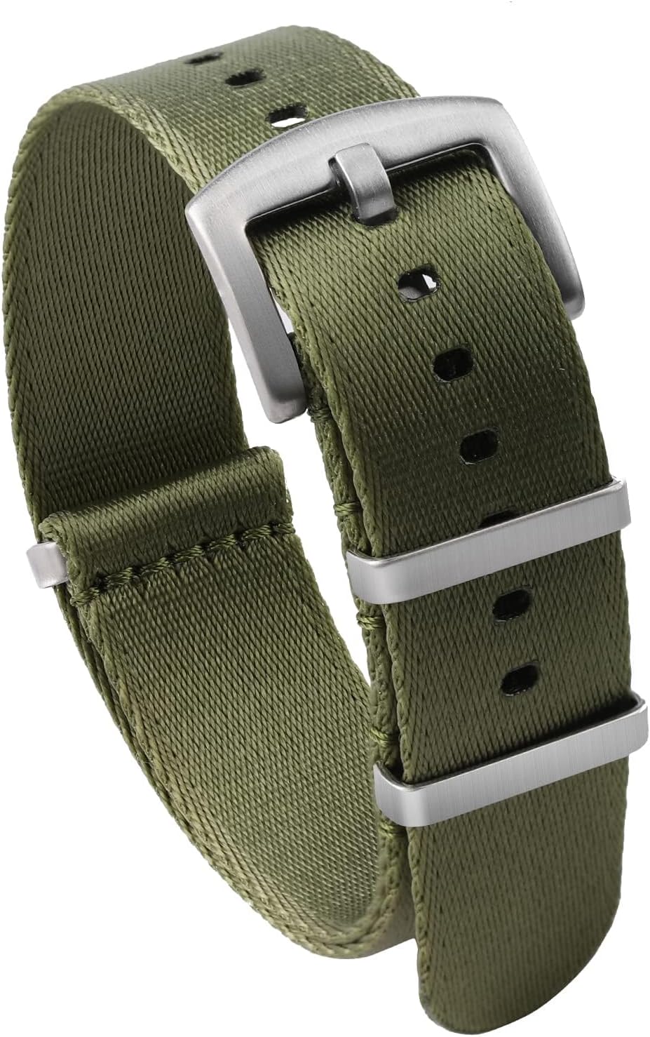 watchdives Nylon Watch Band 18mm 20mm 22mm Multicolor Replacement Watch Straps for Men Women (Silver/Army Green, 18mm)