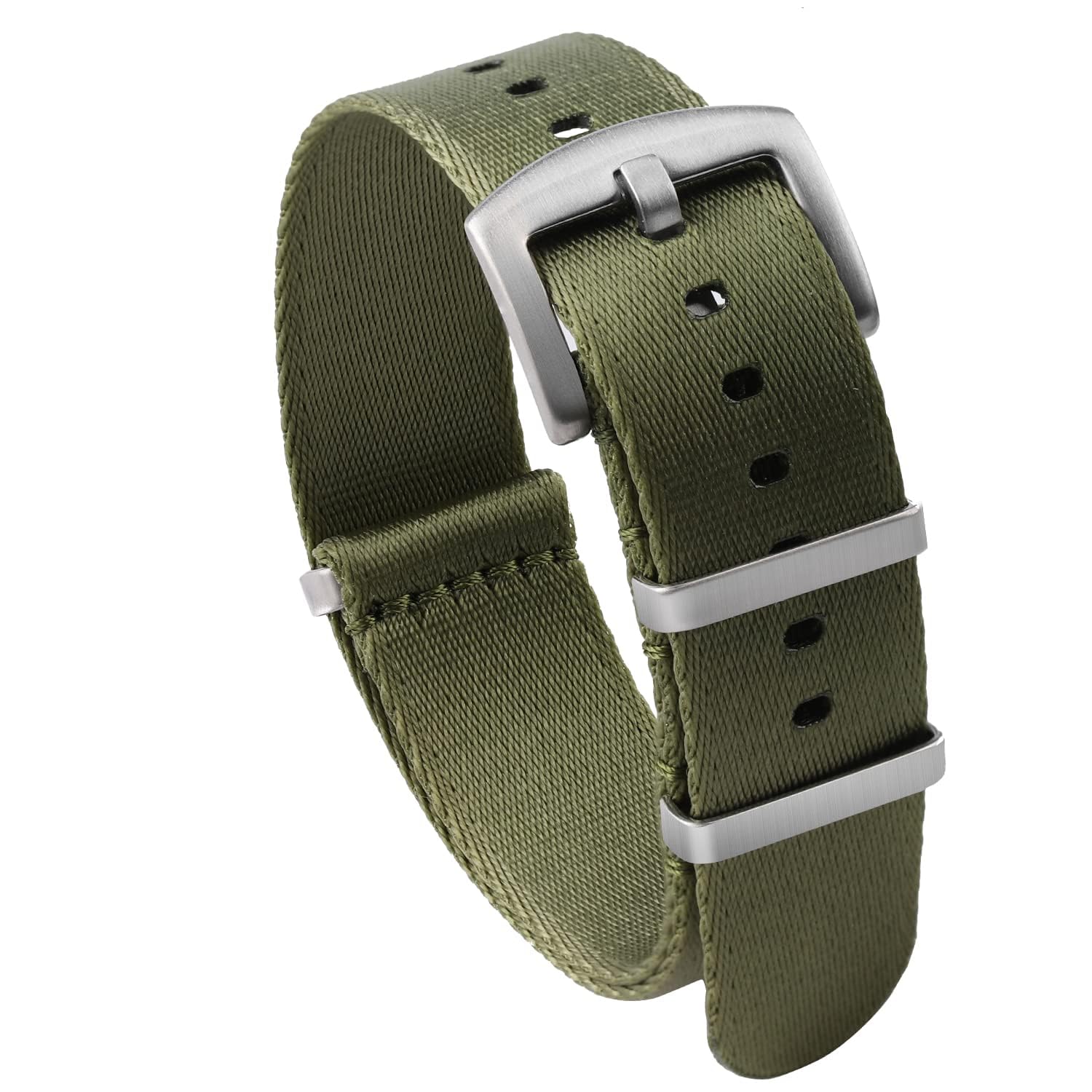 watchdives Nylon Watch Band 18mm 20mm 22mm Multicolor Replacement Watch Straps for Men Women (Silver/Army Green, 18mm)