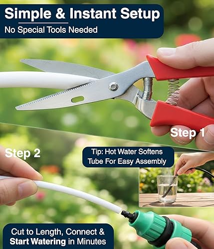 Miniatura 3 de Tubo de riego por goteo de 1/4, 100 pies, manguera flexible de riego por goteo de plástico PVC para jardinería, nebulización, hidroponía y proyectos