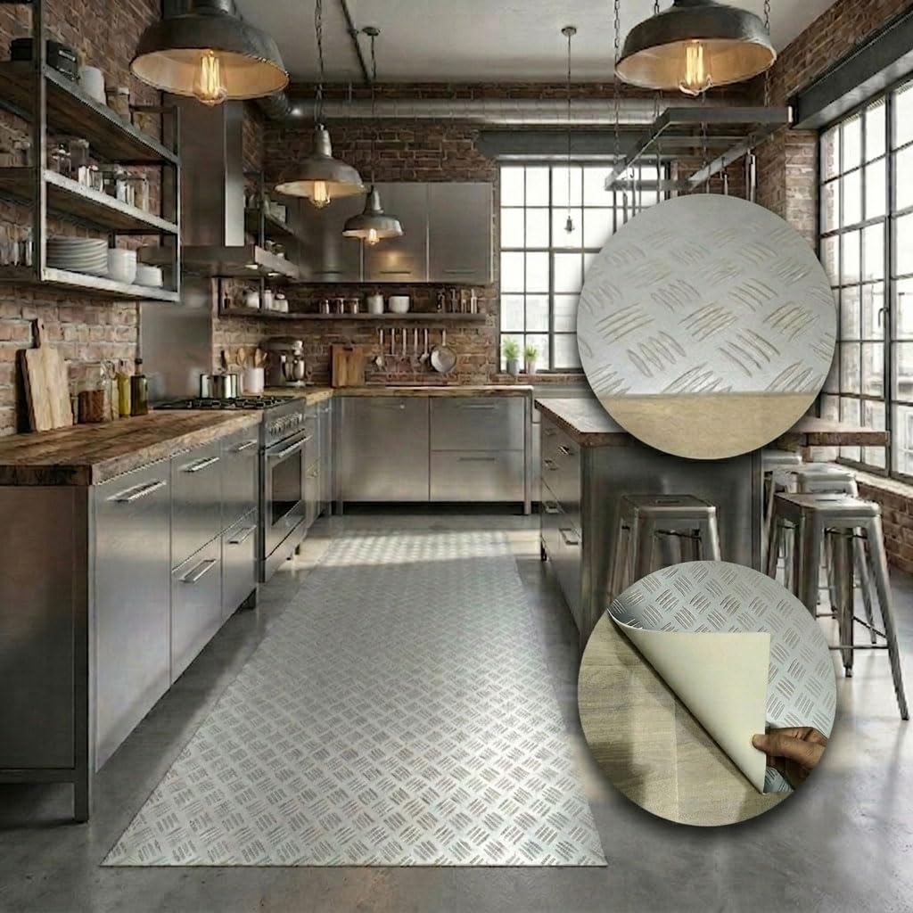 Chapa – Alfombra Vinílica de Diseño Industrial, Fácil de Limpiar para Ambientes Modernos (65x450 cm)