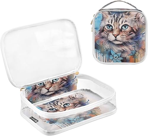 Miniatura 3 de Ink Kawaii Cat Clear Toiletry Bag for Traveling,2 Pack Makeup Cosmetic Bag with Zipper,Travel Bag for Toiletries,Travel Essentials 21214471