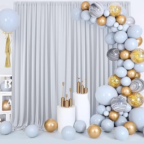 Miniatura 5 de Cortina de telón de fondo plateada sin arrugas de 10 x 8 pies para fiestas, cortinas de poliéster grueso para bodas, fiestas de cumpleaños,