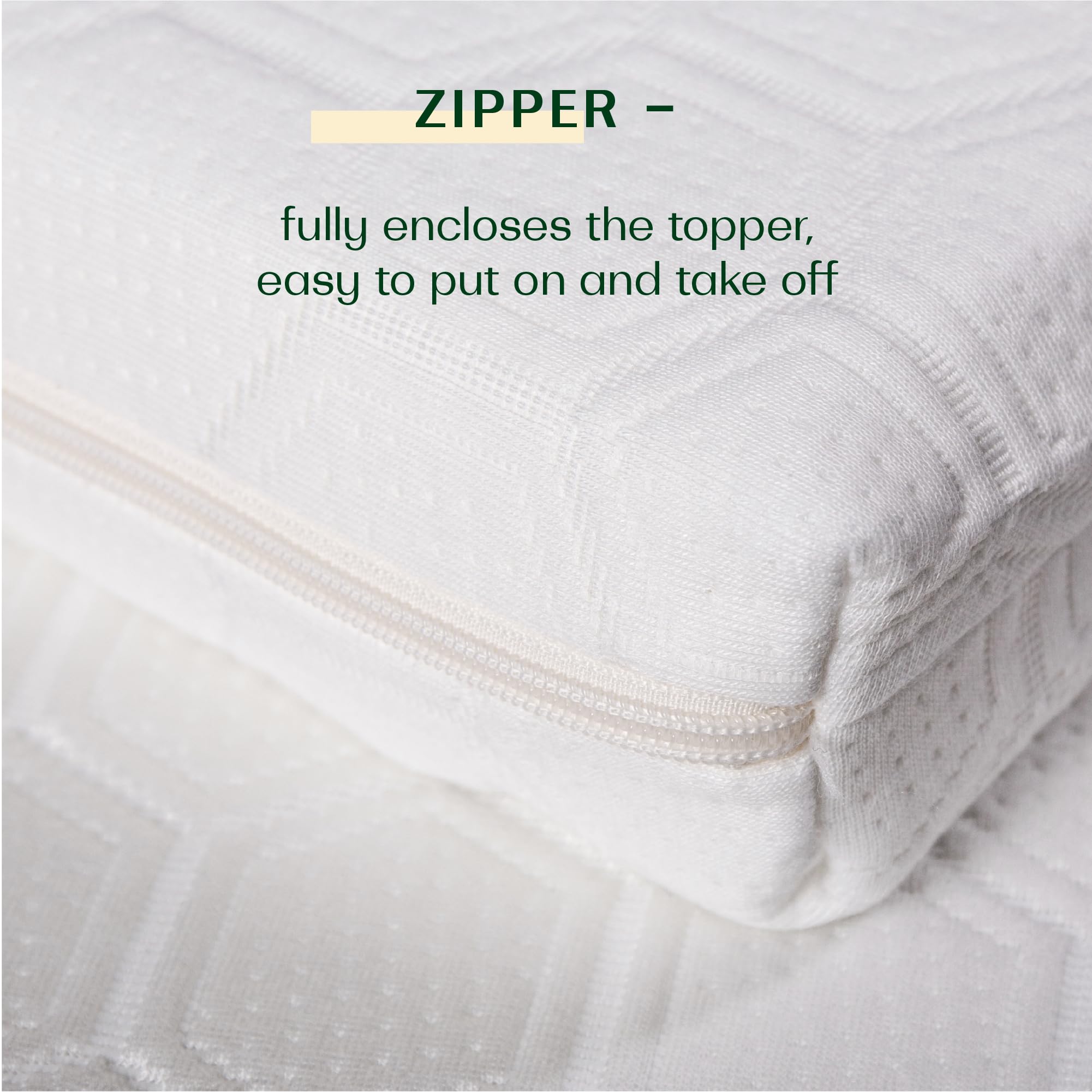 Wendre Funda para Topper 160x200 cm – para Topper de 5–7 cm de Altura – Cremallera en Tres Lados – Lavable a 40 °C – Certificación Oeko-Tex – Funda Protectora para Sobrecolchón