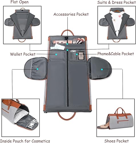 Miniatura 6 de BUG Bolsas de ropa, bolsa de ropa convertible con correa para el hombro, compartimento para zapatos, bolsas de viaje de transporte, bolsa de lona de