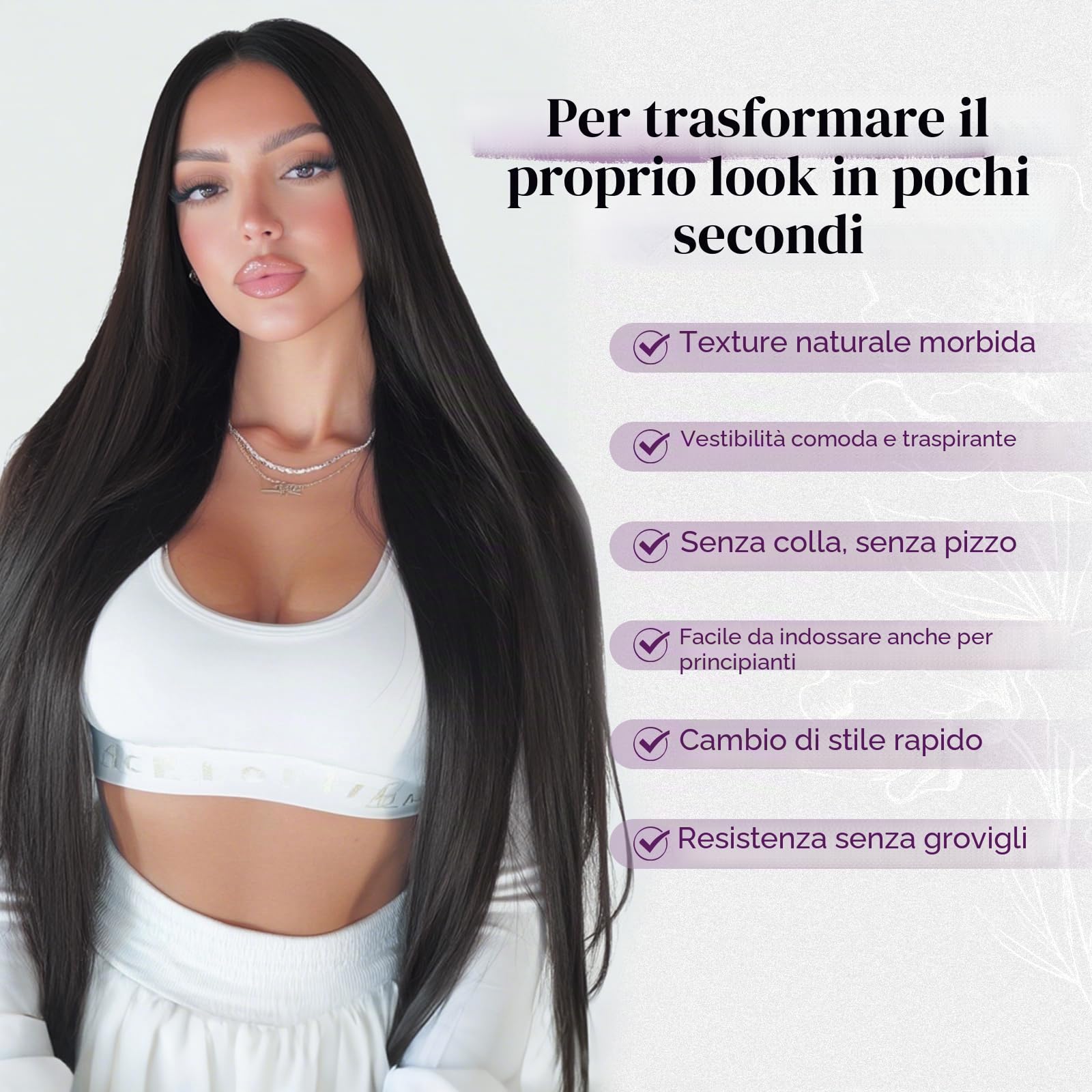 BARSDAR Lunga Lisci Marrone Scuro Parrucche, Lunga Lisci Parte Centrale Parrucca per Donna 71cm Dall'aspetto Naturale Sintetici Capelli Parrucca Partito Halloween Costumi Parrucche