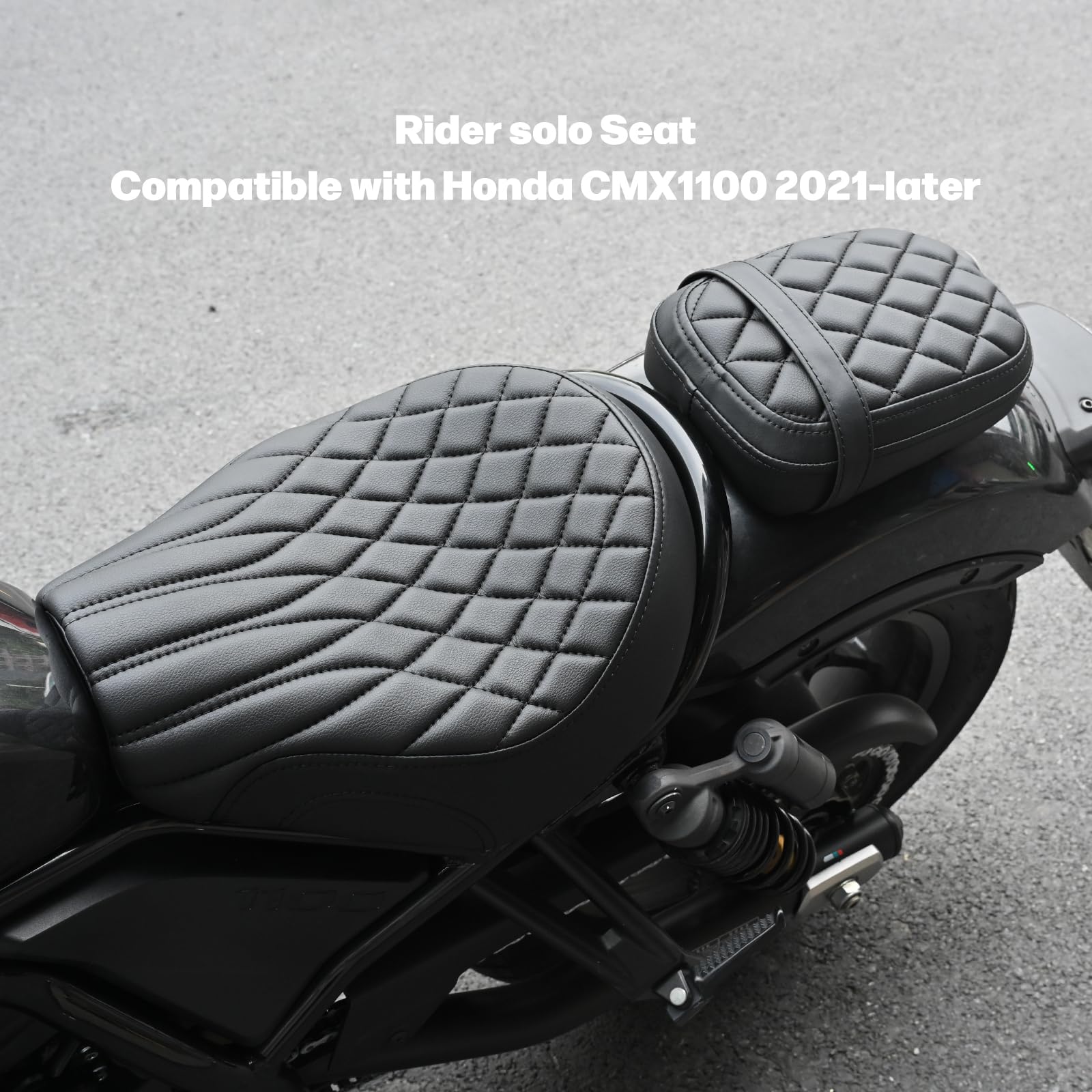Motorradsitz Fahrer- und Beifahrersitz kompatibel mit Honda CMX1100 Rebel 1100 CM1100 2021-2026 (schwarze Nähte)
