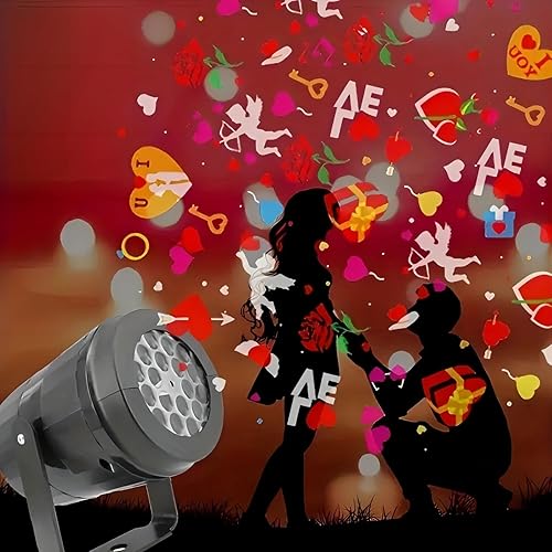 Miniatura 7 de Proyector de luces para el día de San Valentín, muestra 16 patrones a la vez, foco de proyección de energía USB, lámpara decorativa para fiesta de
