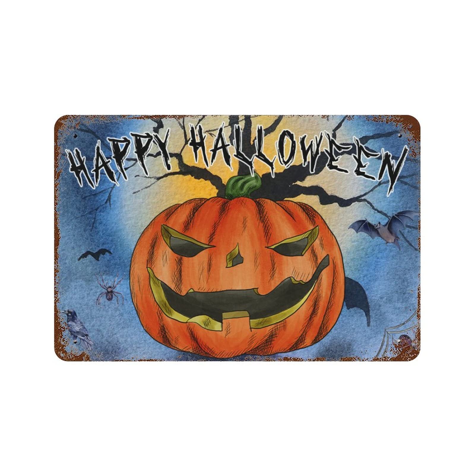 Plaque en métal Halloween citrouille sculptée, idée cadeau originale pour la maison