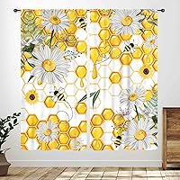 Vista 6 de Cortinas rústicas de cocina de girasol, tablón de madera de campo de campo amarillo, floral, abeja, libélula mariposa, retro, casa rural, Girasol-11