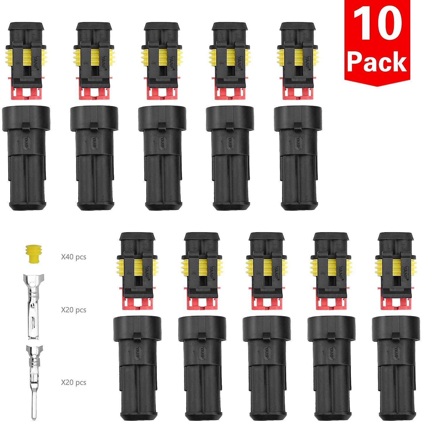 Buy LbsAMP 12 Sets Waterproof Electrical Connector 2 Pin Way Plug Car