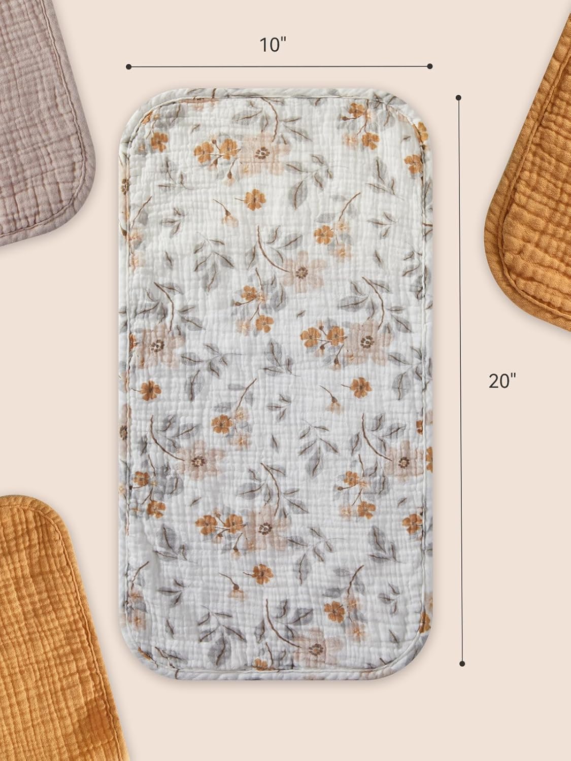 TILLYOU Muslin Burp Cloths Baby Boy Girl 20" x 10", 6-Layer Absorbent 100% Cotton Burping Cloths Large Soft, 10 Pack(Yellow Flower) - Image 7