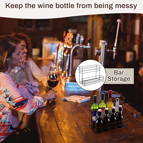 Miniatura 6 de Uiifan Organizador de jarabe de 2 niveles para 8 botellas, organizador de jarabe de café independiente con 8 dispensadores de jarabe de café para