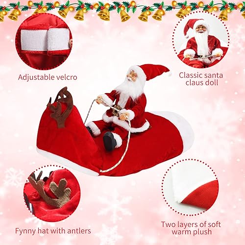 Miniatura 3 de Kyerivs Santa Dog Costume Christmas Dog Stocking Stuffers Pet Clothes Santa Claus Riding Pet Cosplay Costumes Party Dressing up Dogs Cats Outfit for