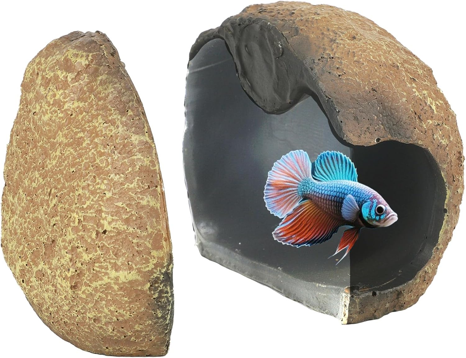 Magnetic Betta Fish Hideout, Resin Aquarium Decor Betta Fish Toys Shrimp Tank Accessories Magnetic House Cave Aquarium Decorations Ornaments for Aquatic Life Shrimp and Reptiles