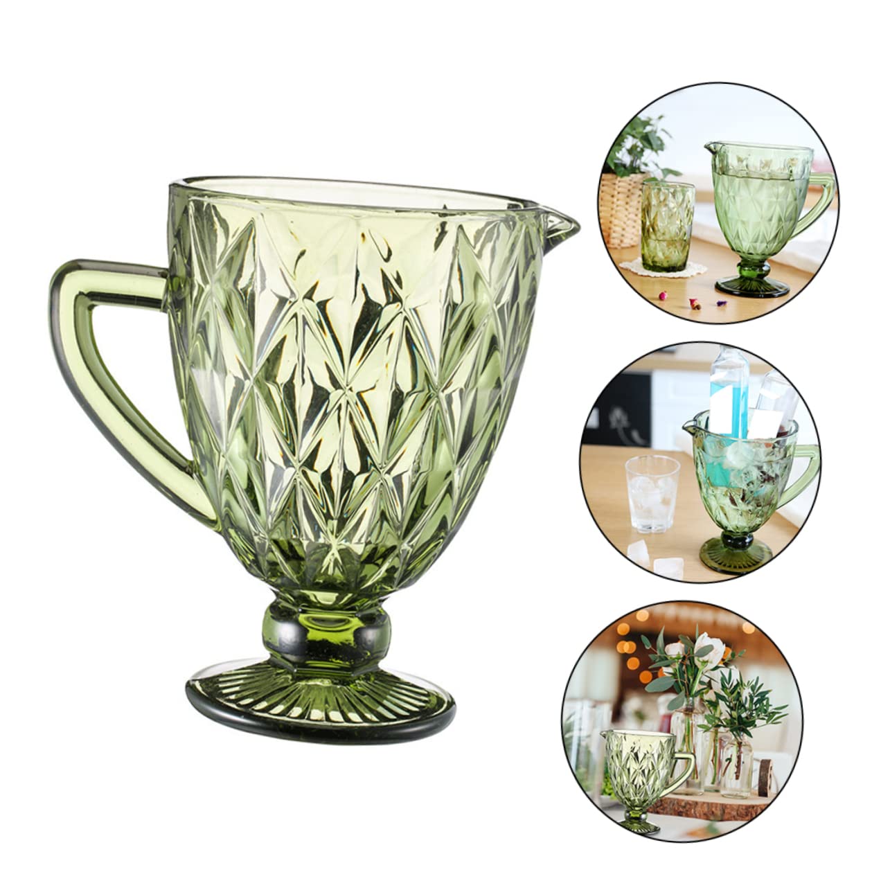 PRETYZOOM Cubo de Hielo de Vidrio Verde 1500ml Estilo Europeo Asas | Botellas de Vino y Cerveza, Uso en Bar y Buffet, Diseño Estable, Acabado Decorativo