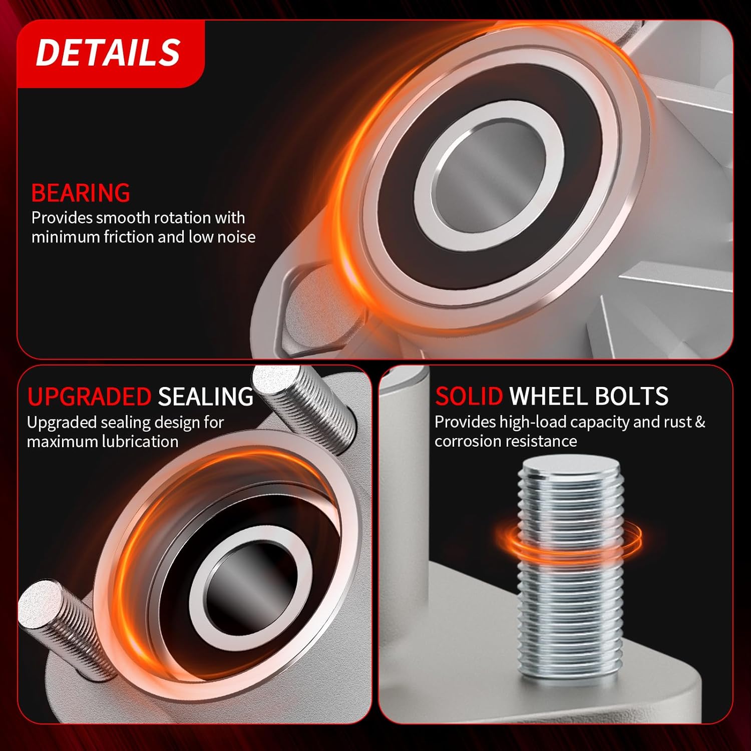Golf Cart Front Wheel Hub Assembly for Club Car DS & Precedent 2003-Up, Club Car Front Wheel Bearing Hubs with Dust Cover, OEM# 102357701, 2PCS