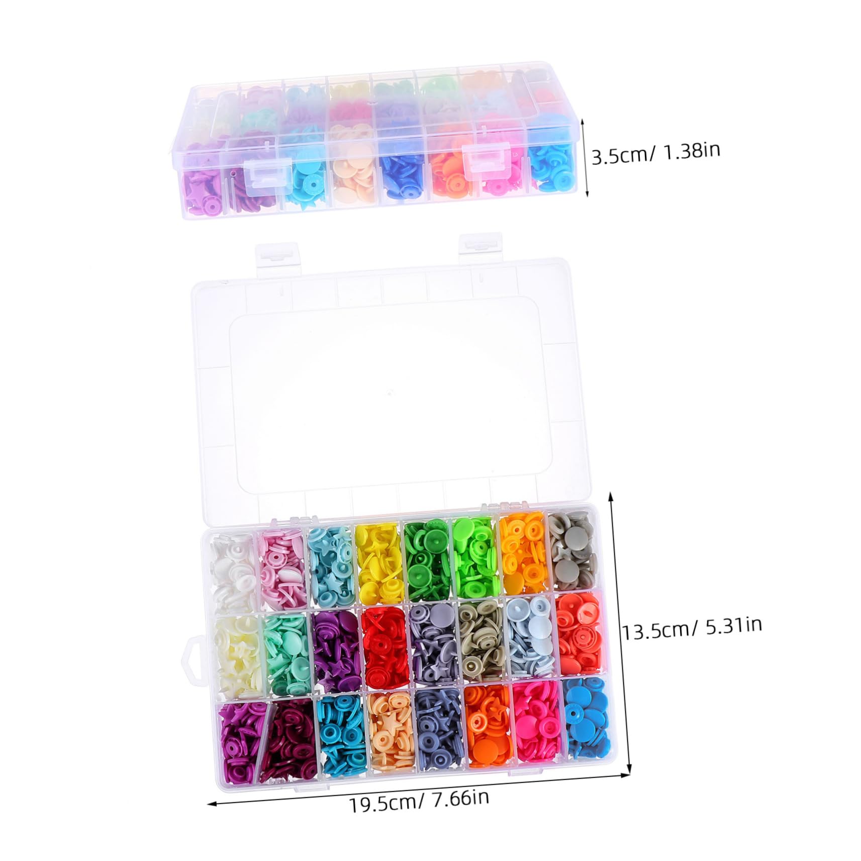 NUOBESTY Set Completo da 360 Bottoni Automatici in Plastica Colorati a Cinque Punte, Chiusure a Scatto per Cucito e Artigianato, per Camicie, Jeans, Giacche e Borse, Kit Professionale