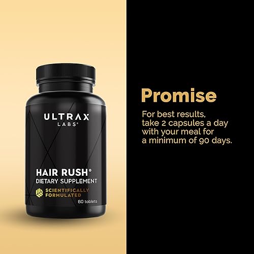 Miniatura 3 de Ultrax Labs Hair Rush DHT Bloqueador de caída de cabello Maxx Crecimiento de cabello Suplemento con keratina y nutrientes solubilizados