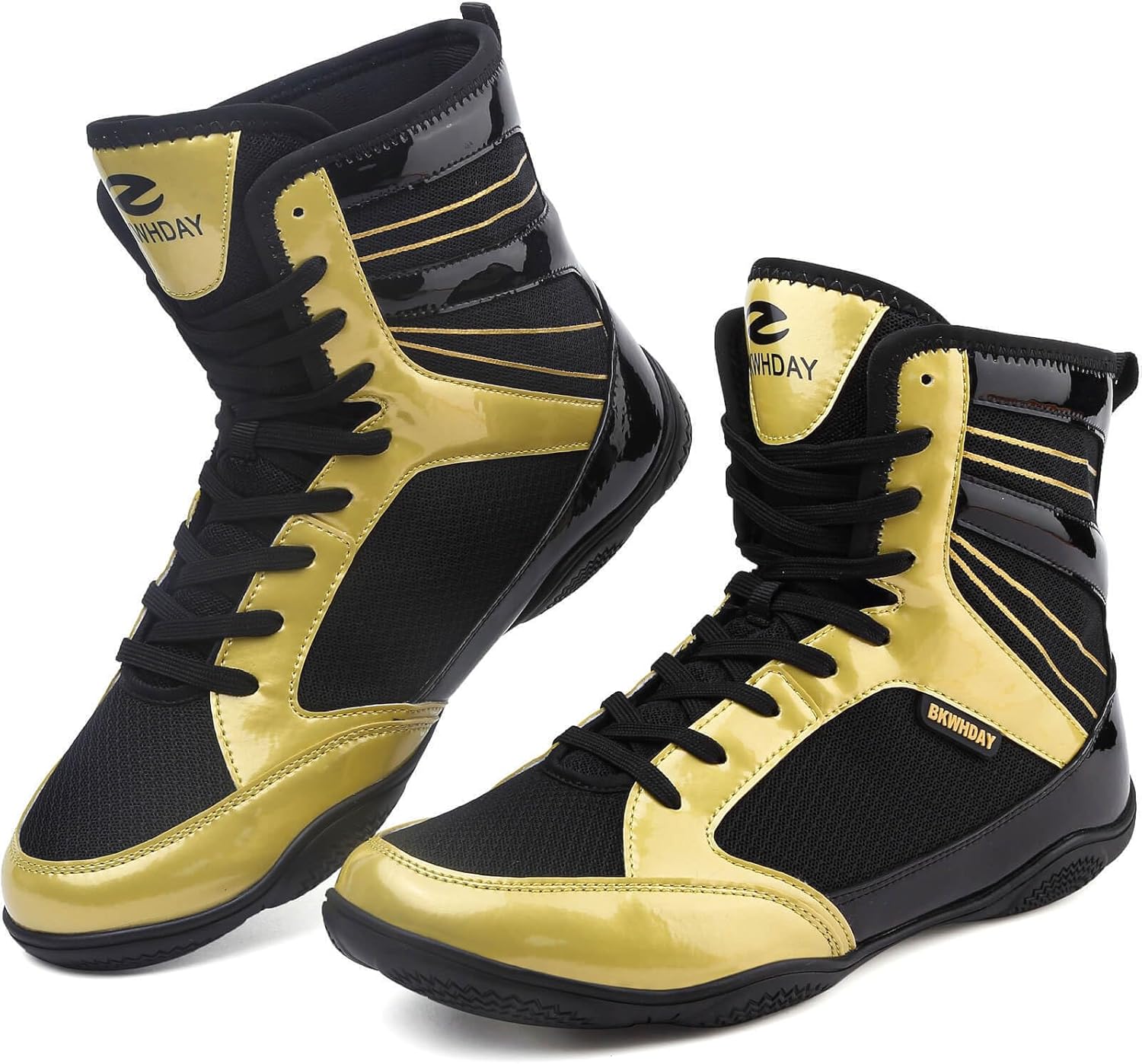 BKWHDAY Boxing Shoes Men Wrestling Shoe for Mens Weightlifting Powerlifting Deadlift Squatting High Top Fitness Zero Drop