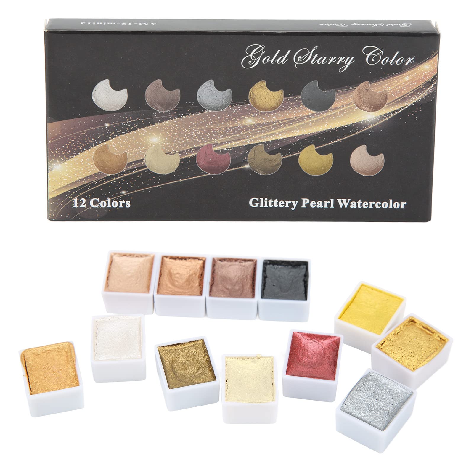 12 Colors Gouache Paint Set Metallic Color System Highlight Dimming Watercolor Set for Art Painting Manicure