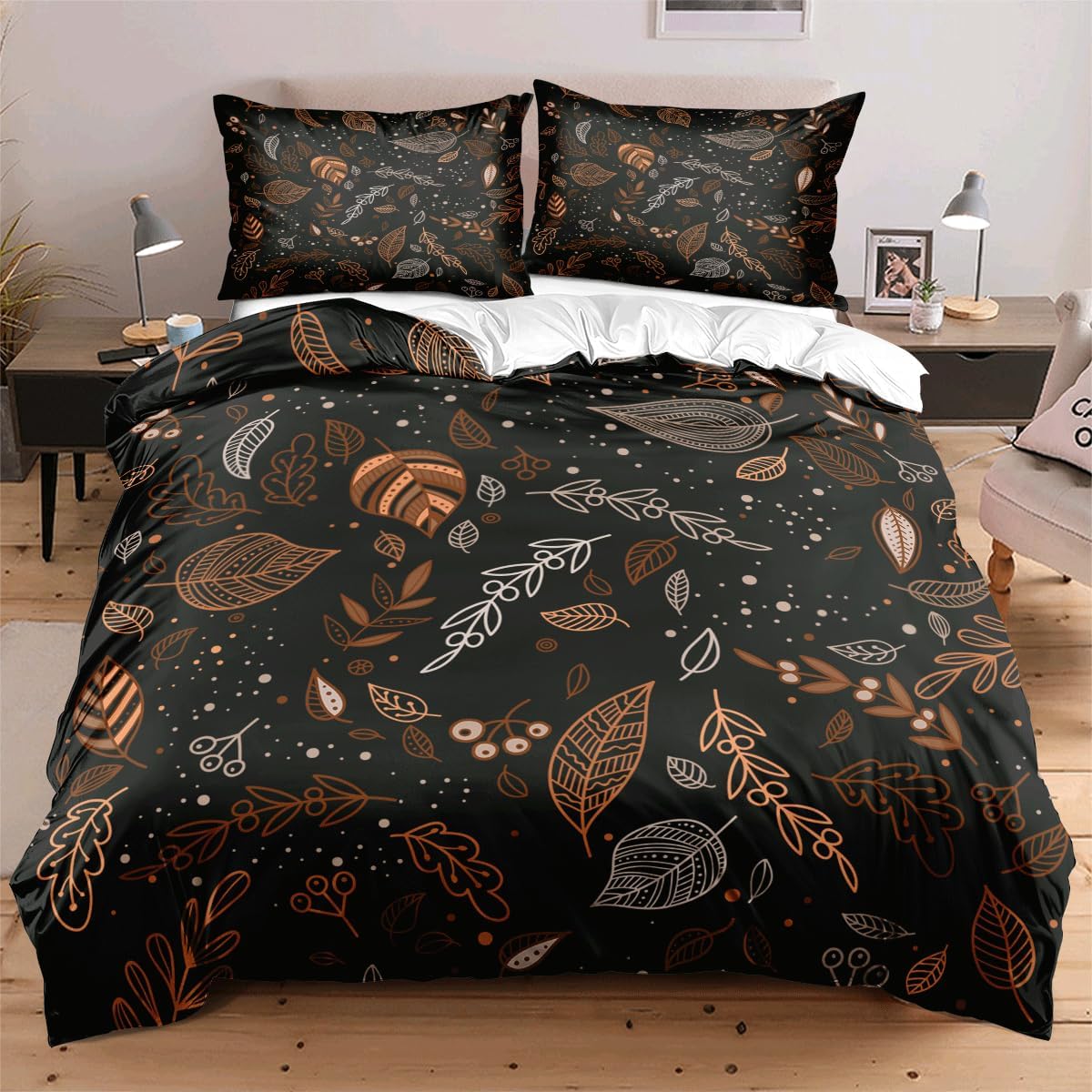 Boho Duvet Cover Set Queen Size Floral Bedding Sets - 3 Pieces Flowers Bedding Duvet Cover Set, 1 Duvet Cover and 2 Pillow Shams - 90x90 inches