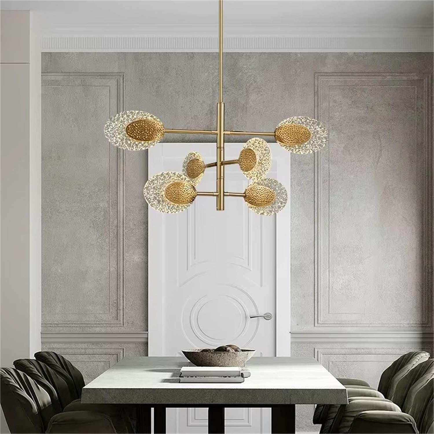 Modern Round/Long Dining Table Bedroom Chandelier Leaf-Shaped LED Acrylic Living Room lamp Lighting Fixture Hallway(Dia76cm)